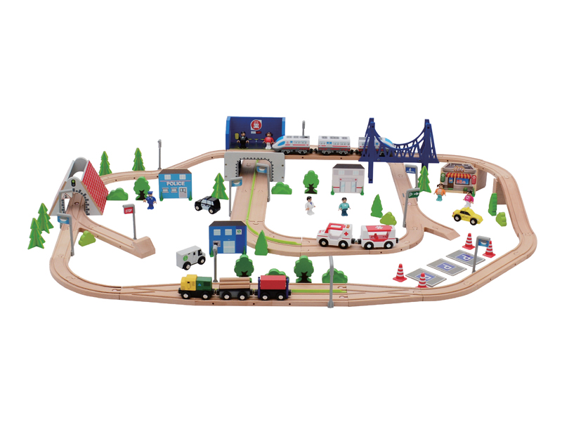 149pcs wooden railroad train set